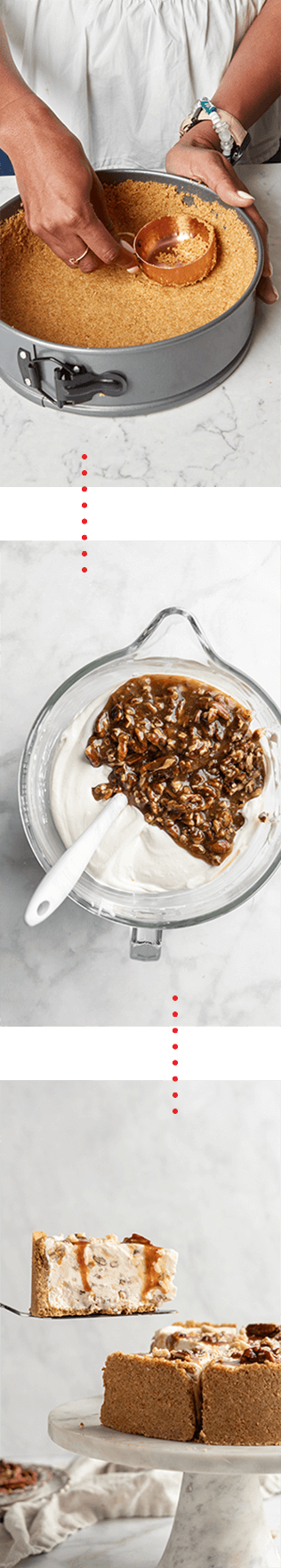 Three images showing various steps of the baking process