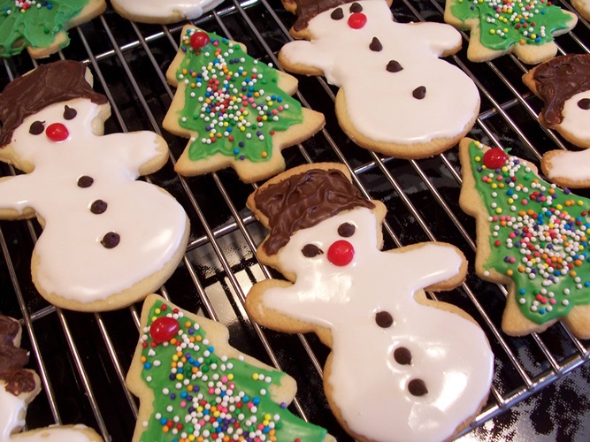 Snowman and Tree Cut-Out Cookies
