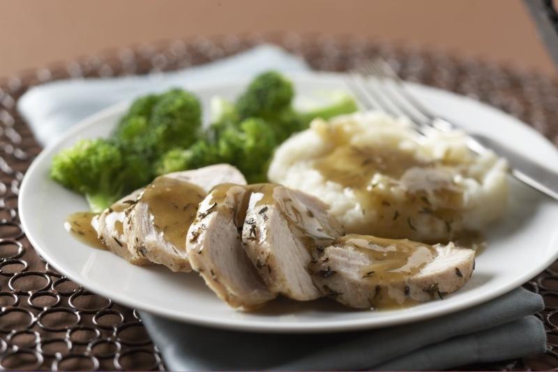 Lite Roasted Turkey Breast with Savory Herb Glaze